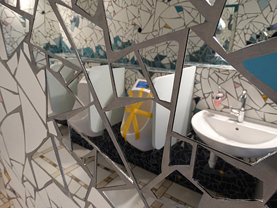 spejl, Toilet, refleksioner, keramik, kunst, mosaik