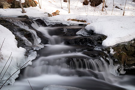 cascade, cold, creek, environment, fall, flow, frost