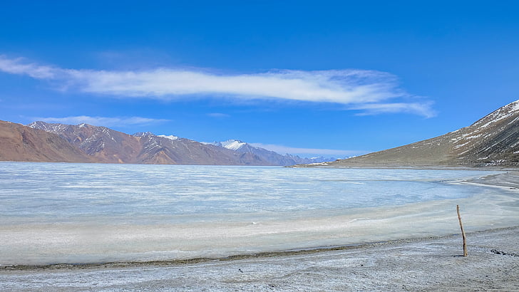 lake, snow, nature, sky, blue, scenery, ice