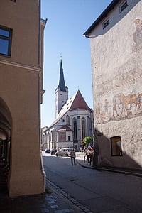 gamlebyen, Wasserburg, kirke, tårn, byen, historisk, flaskehalsen