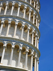 tårnet i pisa, Pisa, tårnet, monument, Italia, blå himmel, arkitektur