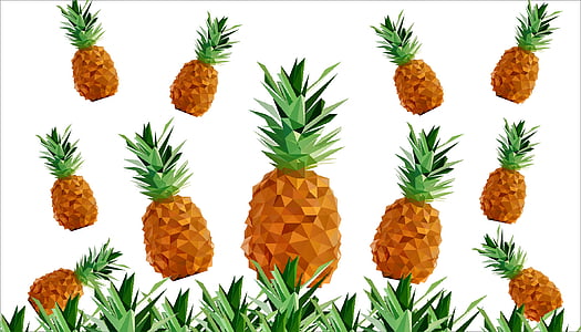 pineapple, print, polygonal, pattern, tropical, summer, design