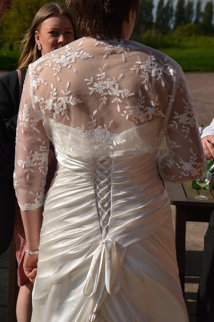klänning, bakom, bröllop, Aldridge, vit, spetsar, West midlands