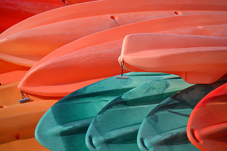 blau, embarcacions, canoes, vermell