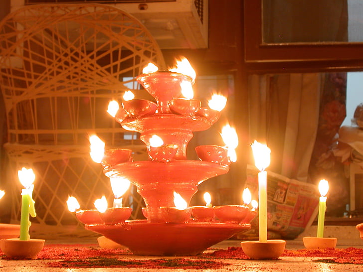 gaismas, Diwali, festivāls, svinības, Hindu, reliģija, deepawali