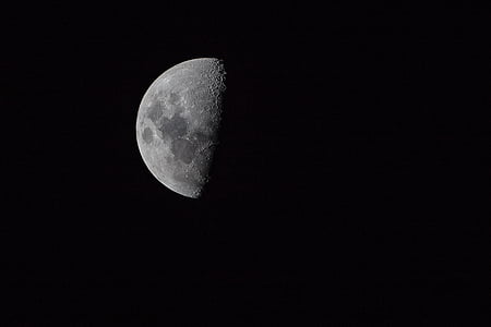 black-and-white, dark, moon, sky