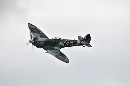 Spitfire, légi show, terv, repülőgép, régimódi, katonai, légi jármű