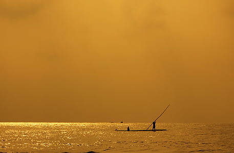 Ocean, oranžna, vode, nebo, obzorje, morje, Vietnam