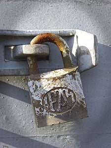 padlock, closed, forbidden, rusty, old, symbol, lock