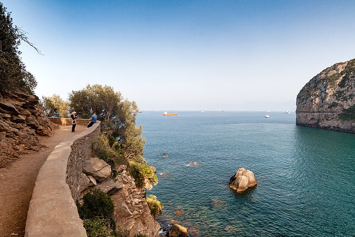 Bejaia, Middellandse Zee, Algerije, geboekt, kust, hemel, blauw