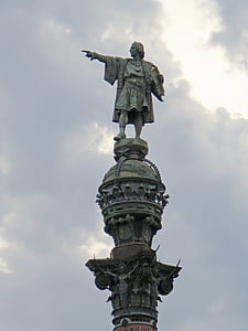 Christoph, Columbus, estátua, Barcelona, Espanha, azul, Figura