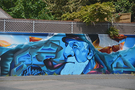 Art, graffiti, a l'exterior, carrer, art urbà, urbà