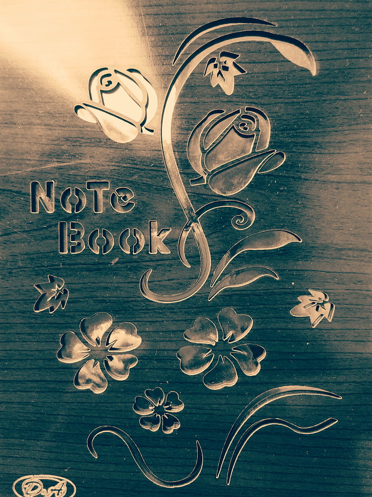 note, book, flower