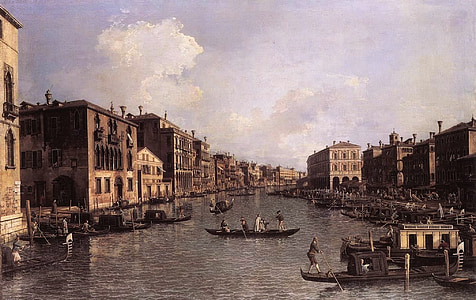 Giovanni kanalen, Venezia, Italia, kanalen, bygninger, himmelen, skyer
