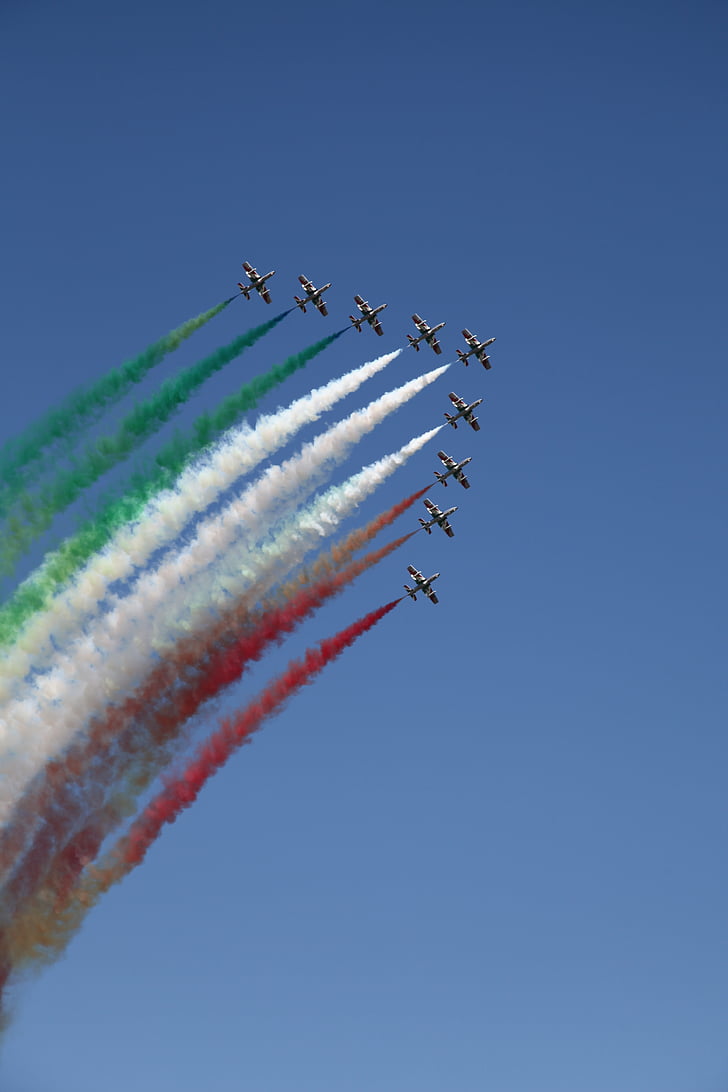 aeronave, patrulare, cer, Italia, coregrafie, fum, Airshow