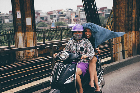 越南, 河内, 滑板车, 桥梁, 文化, 旅行, 亚洲