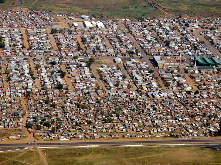 África do Sul, Johannisburg, Township, cidade, voo, Vista aérea, modo de exibição