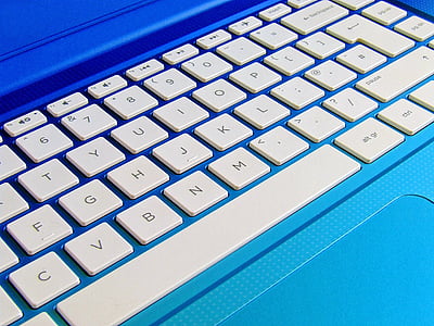 blå, närbild, dator, design, elektronik, tangentbord, knappsatsen