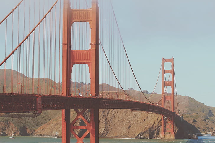 Златни, порта, мост, през деня, Мостът Голдън Гейт, Сан Франциско, архитектура