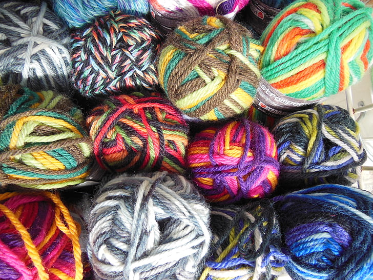 filé, couleur, multicolores, tricotage, travaux d’aiguille, fils de chaussette, bleu