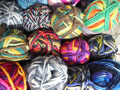 yarn, colored, multi-colored, knitting, needlework, sock yarn, blue