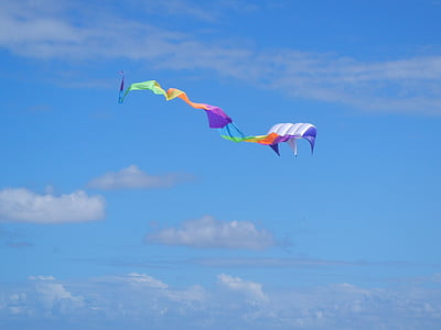 kite, blå himmel, himmelen, spill, fly, Sommer, vind
