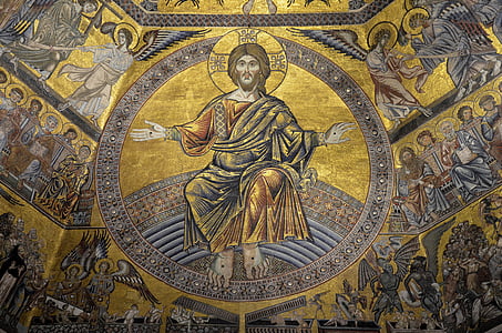 italy, florence, mosaic, baptismal ceiling saint-jean, religion, church, architecture