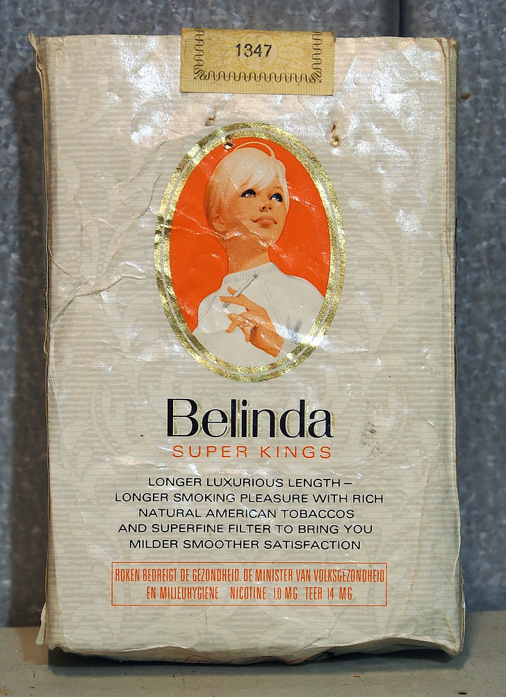Belinda, Super konger, sigaretter, Pack, gamle, retro, Vintage