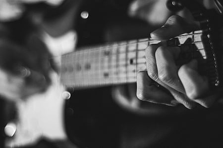 guitar, black and white, music, playing, man, musician, guitarist