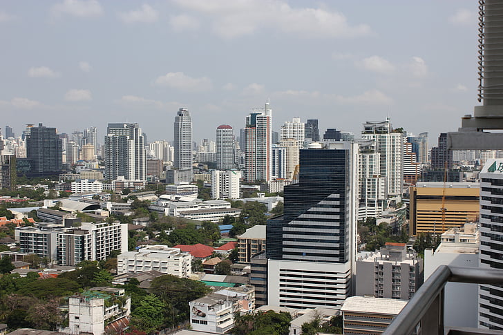 Bangkok, Kota, kota besar, latar belakang, pencakar langit, cakrawala, Asia