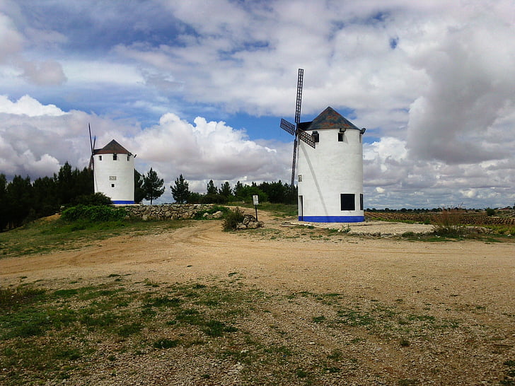 větrné mlýny, Don Quijote, barvení, větrný mlýn