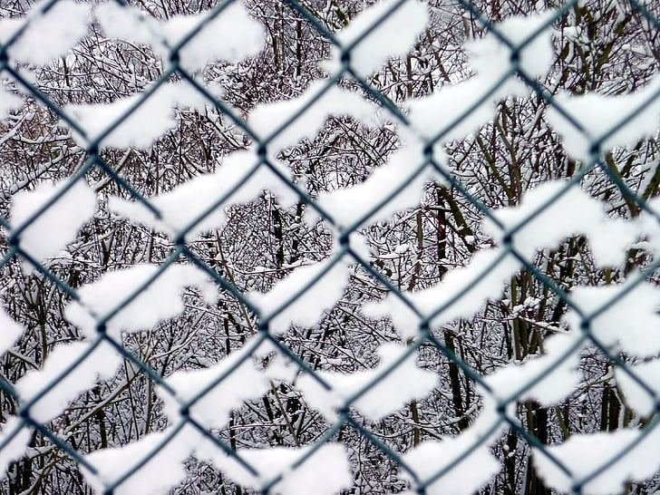 kerítés, hó, téli, fehér, hideg, téli, téli napon