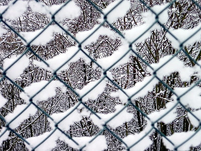 kerítés, hó, téli, fehér, hideg, téli, téli napon