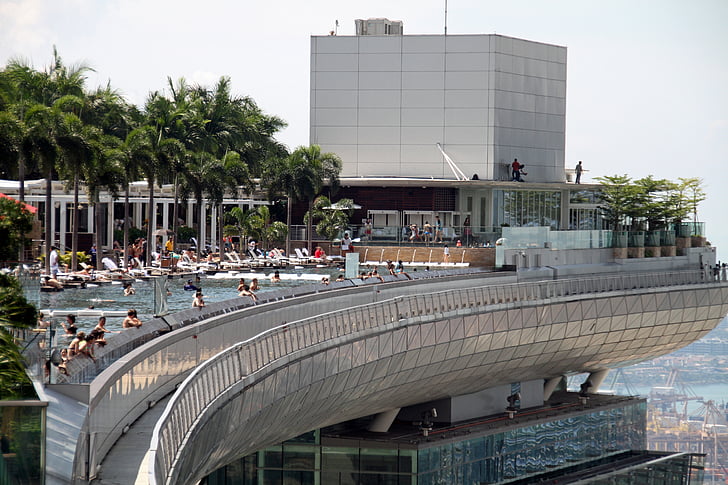 a Marina bay sands, medence, Szingapúr, a Hotel, épület
