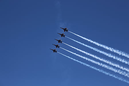 블루 천사, 비행기, 해병대, 비행, 제트, 항공기, 군사
