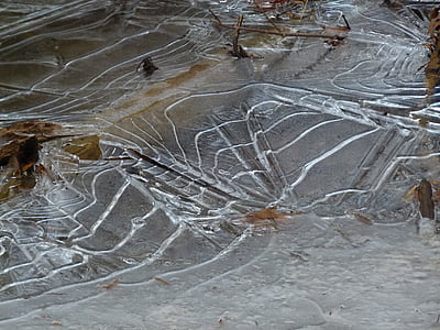 ice, winter, stream, water, cold, frost, frozen