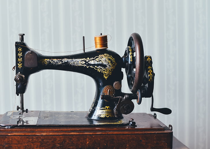 antiguidade, Casa, velho, retrô, máquina de costura, vintage