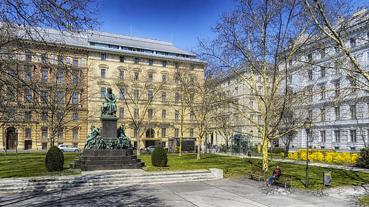 Dunaj, Avstrija, Beethoven plaza, stavbe, spomenik, Kip, arhitektura