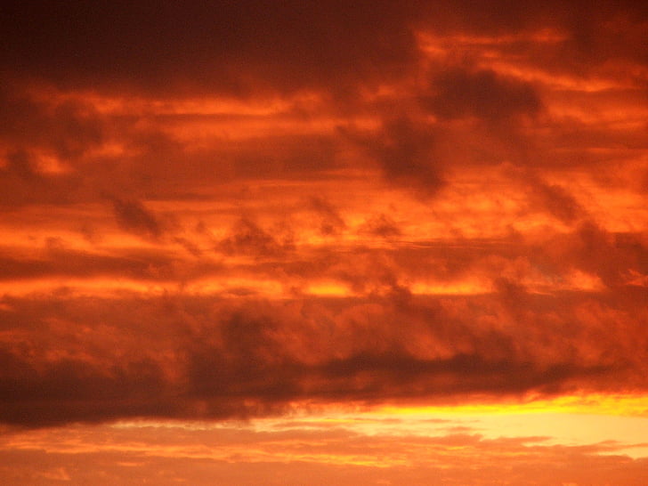 cielo, posluminiscencia, puesta de sol, abendstimmung, nubes, al atardecer, naranja