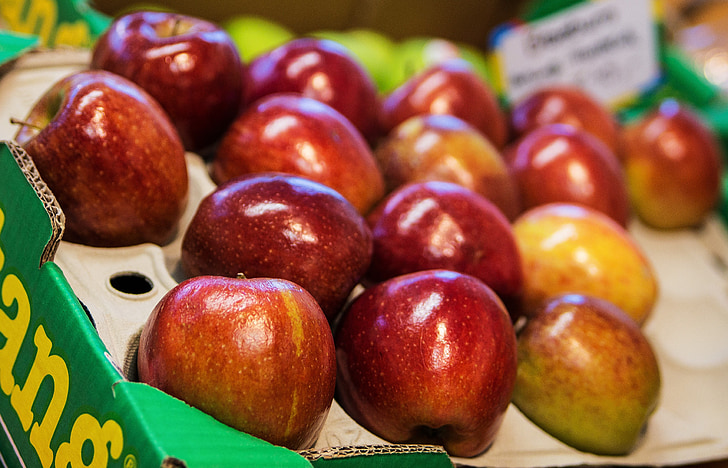 яблоко, здоровые, спелый, красный, вкусный, фрукты, питание