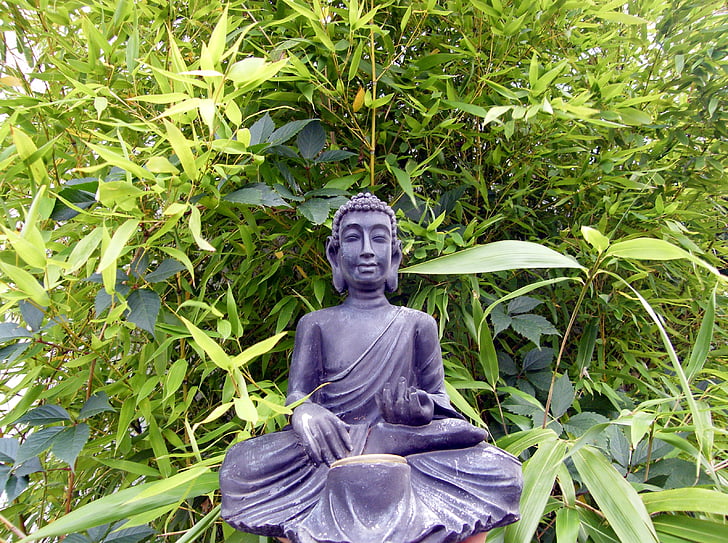 Buda, bambú, Lámpara, sentarse, estatua de, budismo, Asia
