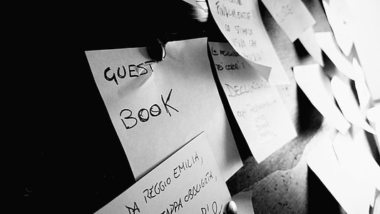 sticky note, guests book, post-it, billboard