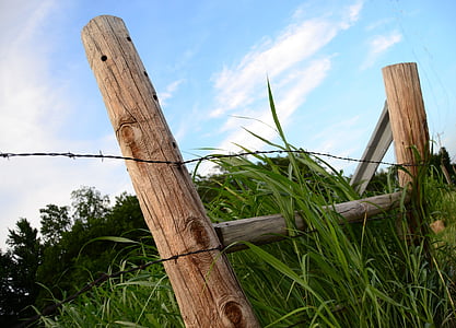 fence post, barb wire, wire, fence, barbed, post, rural