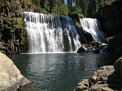waterfall, stream, nature, motion, water, flowing water, long exposure