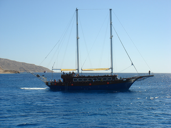havet, båd, Vela, Egypten, roligt hav, blå