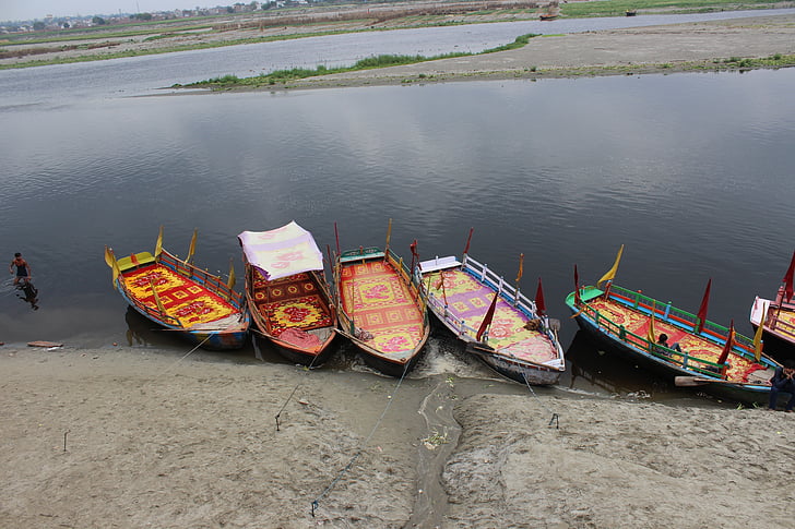 båt, vatten, Uttar pradesh, relgious, floden, naturen, turism