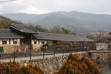 unjoru, avant-toit, Hanok, cher, Kure, montagne, Japon