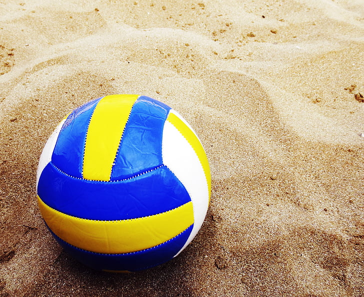 Voleibol de playa, bola, arena, Playa, vacaciones, días de fiesta, deporte de verano