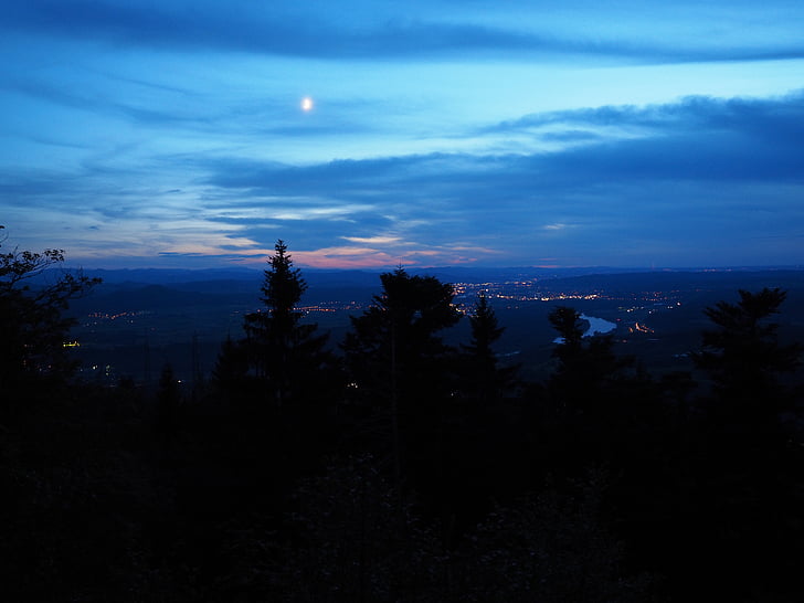 à noite, escuro, modo de exibição, perspectivas, hotzenwald, Vale do Reno, Reno