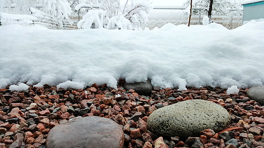 neu, roques, a l'exterior, l'hivern, blanc, fred, congelat